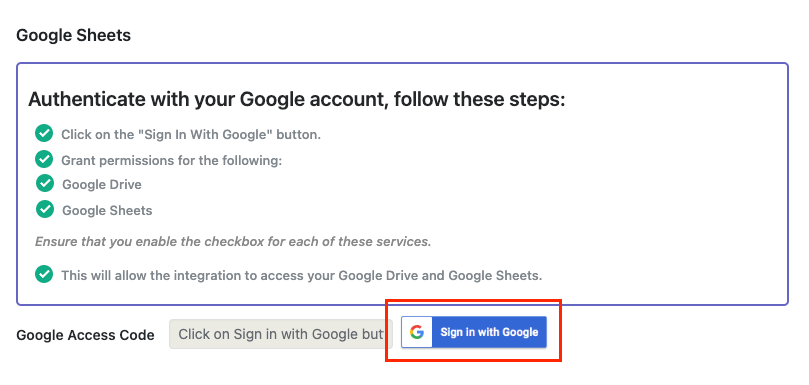 Click “Sign in with Google”